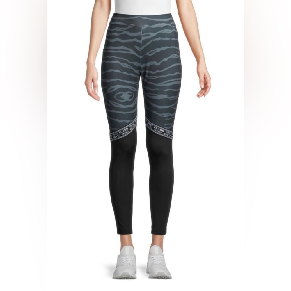 NEW Cavalli Class Allover Tiger by Roberto Cavalli Logo Tape Leggings